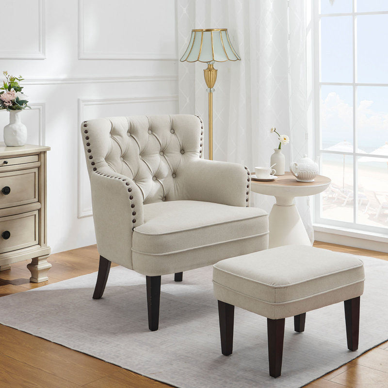 Red Barrel Studio Clarkston 28.3 Wide Tufted Armchair and Ottoman Accent Chair with Ottoman Set Reviews Wayfair